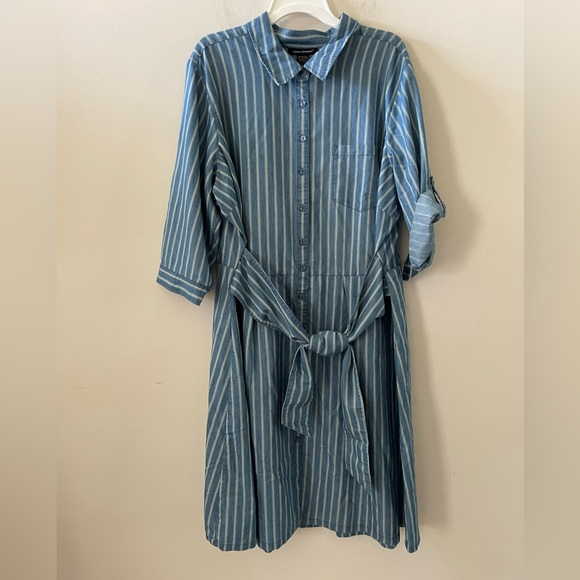 BN Denim Striped Shirtdress Size 24 - Picture 10 of 12